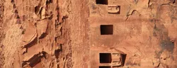 Desert landscape with heritage site
