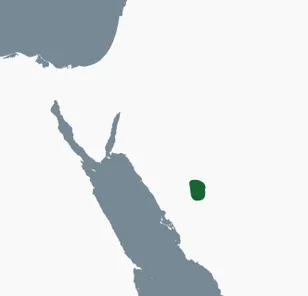 Map of the Arabian Peninsula with the AlUla region, where Dadanitic is attested, highlighted in green.